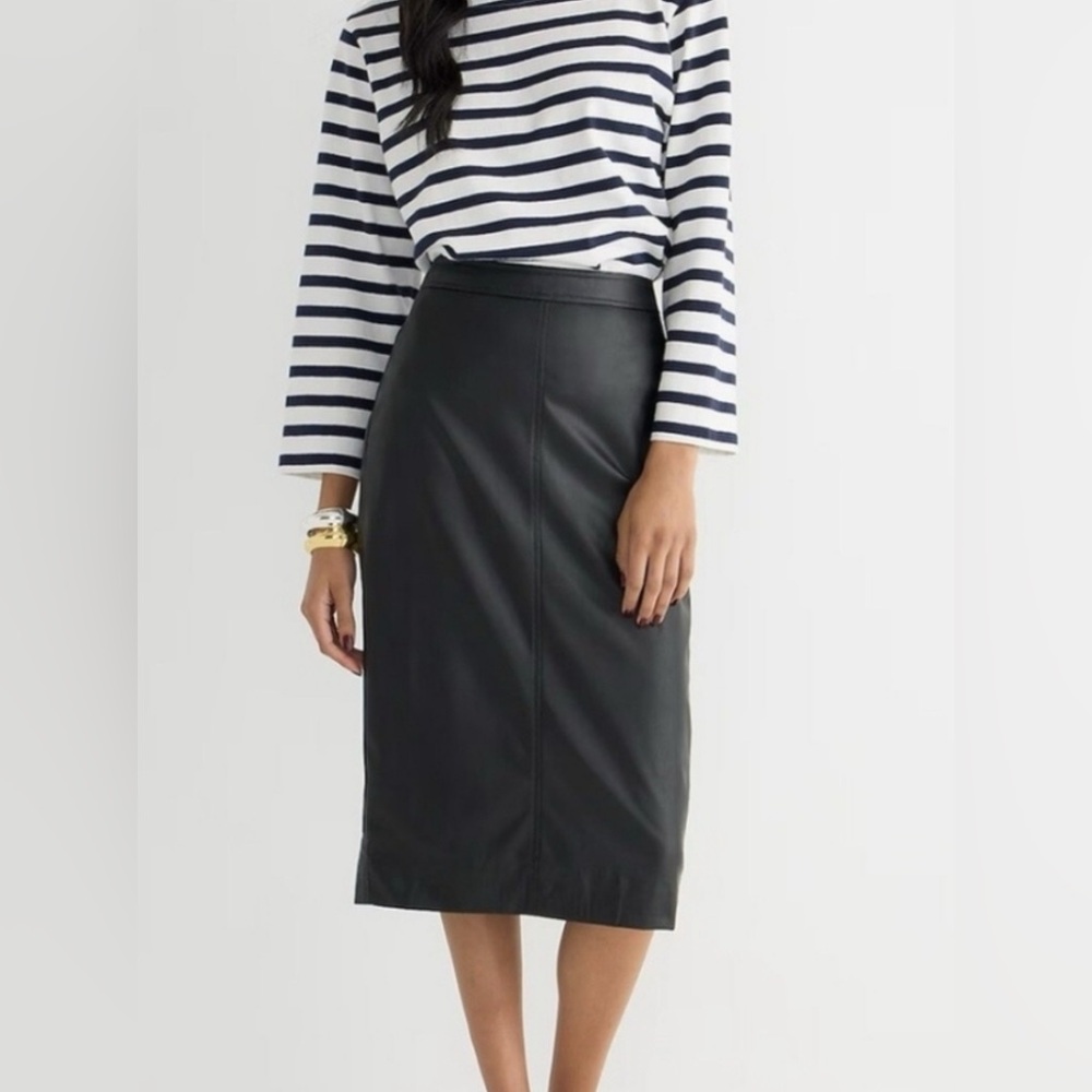 NWT - J. Crew Faux Leather Pencil Skirt - Black - Size US2